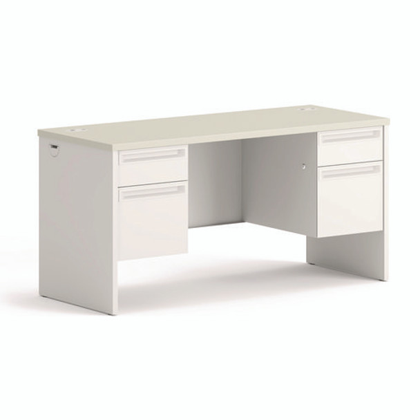 38000 Series Kneespace Credenza, 60w x 24d x 29.5h, Silver Mesh/Light Gray