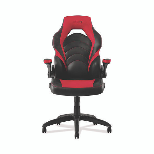 Vortex Bonded Leather Gaming Chair, Supports Up to 301 lbs, 17.9" to 21.6" Seat Height, Red/Black Back, Black Base