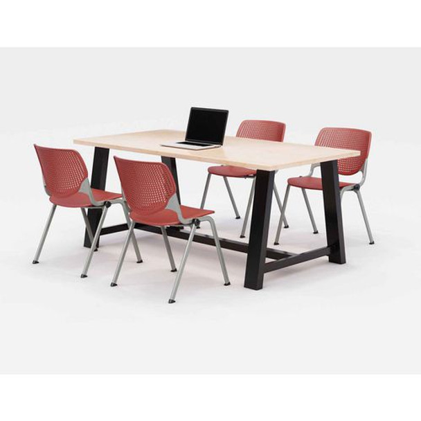 Midtown Dining Table with Four Coral Kool Series Chairs, 36 x 72 x 30, Kensington Maple