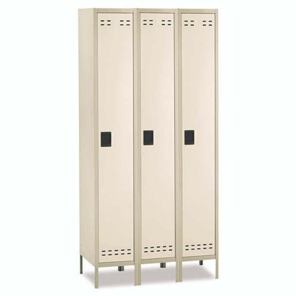 Single-Tier, Three-Column Locker, 36w x 18d x 78h, Two-Tone Tan