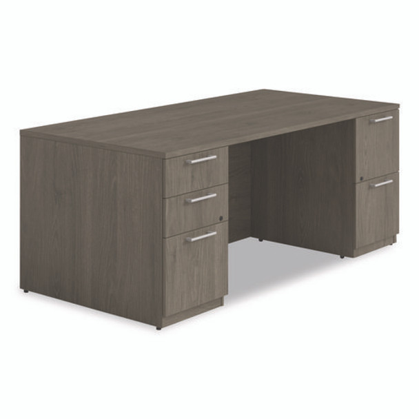 Alera Seville Series Double Pedestal Desk, 72" x 36" x 29", Walnut