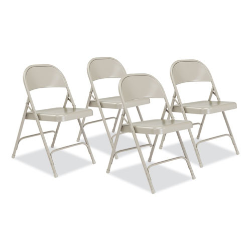 50 Series All-Steel Folding Chair, Supports Up to 500 lb, 16.75" Seat Height, Gray Seat, Gray Back, Gray Base, 4/Carton