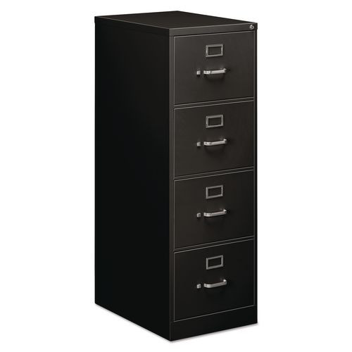 Economy Vertical File, 4 Legal-Size File Drawers, Black, 18" x 25" x 52"