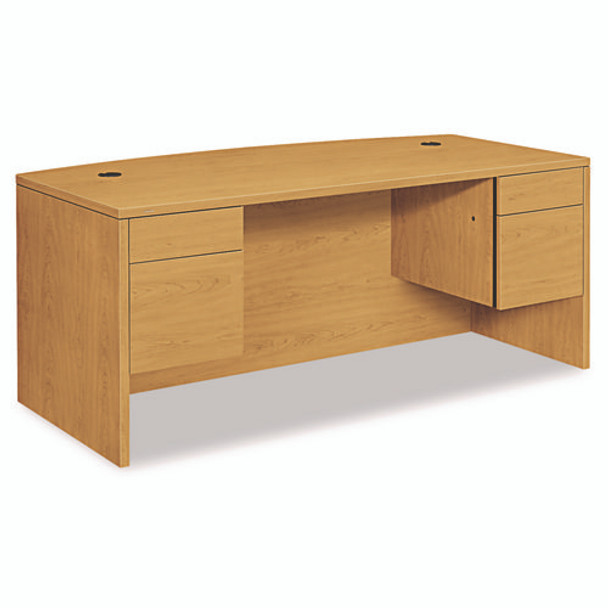 10500 Series Bow Front Double Pedestal Desk, 72" x 36" x 29.5", Harvest