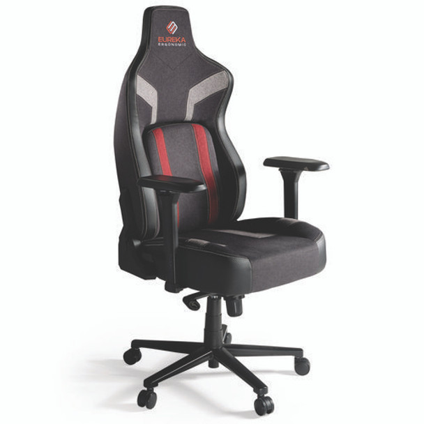 Python II Ergonomic Chair, Supports up to 300 lb, 18.88" to 22.83" Seat Height, Black Fabric Seat, Black/Red Fabric Back