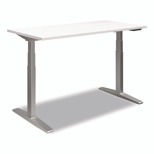 Electric Sit-Stand Desk with Micromovement Functionality, 55.1" x 27.5" x 25.5" to 51.1", White/Gray