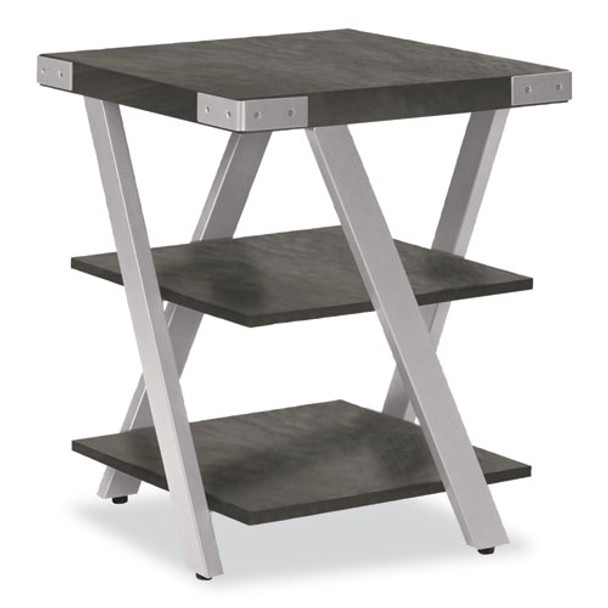 End Table, Square, 20 x 20 x 25, Stone Gray Top, Silver Base