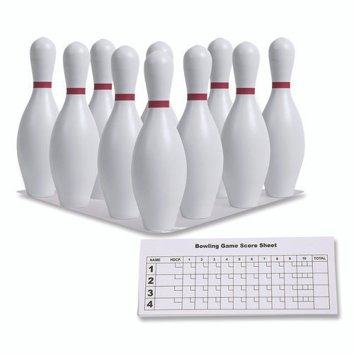 Plastic Bowling Pin Set, White, 10/Set