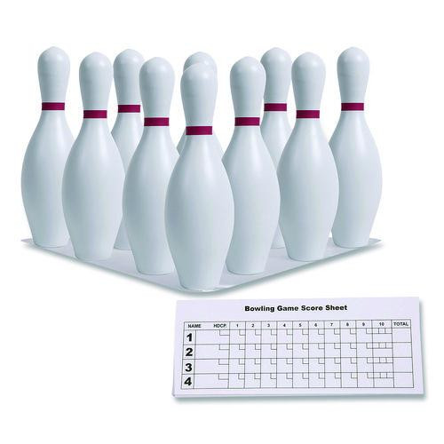 Plastic Bowling Pin Set, White, 10/Set