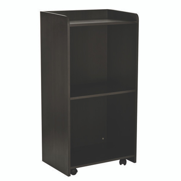 Wood Mobile Presentation Lectern Speaker Stand with Shelves, 22.44 x 16.53 x 45.98, Black