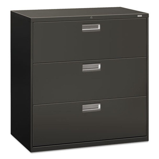 Brigade 600 Series Lateral File, 3 Legal/Letter-Size File Drawers, Charcoal, 42" x 18" x 39.13"
