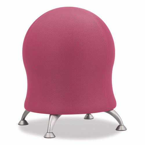 Zenergy Ball Chair, Backless, Supports Up to 250 lb, Pink Fabric Seat, Silver Base