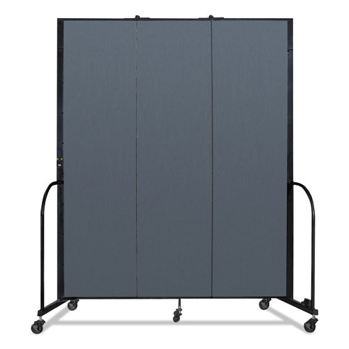 Portable Room Divider, 5 ft 9" x 0.75" x 7 ft 4", Vinyl/Fiberglass/Steel, Blue