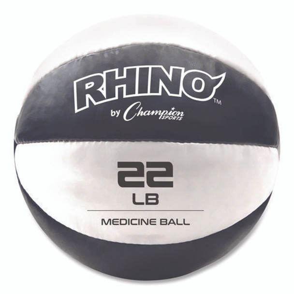Rhino Leather Medicine Ball, 22 lb, Black/White
