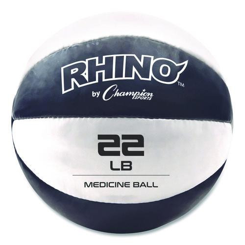 Rhino Leather Medicine Ball, 22 lb, Black/White