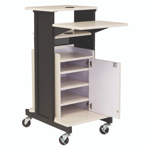 Premium Plus Presentation Cart with Storage Cabinet, 18 x 30 x 40.5, Ivory/Black Premium Plus Presentation Cart with Storage Cabinet, 18 x 30 x 40.5, Ivory/Black