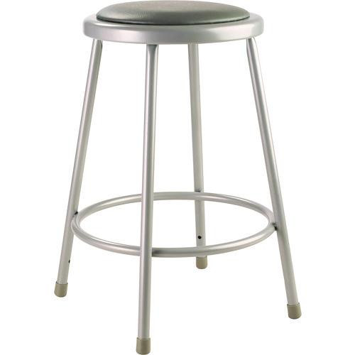 6400 Series Fixed Height Heavy Duty Vinyl Padded Steel Stool, Backless, Supports 500 lb, 24" Seat Height, Gray Seat/Base