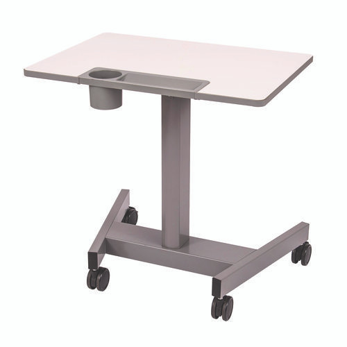 Pneumatic Sit Stand Desk, 27.5 x 19.5 x 26.25 to 42, White/Gray