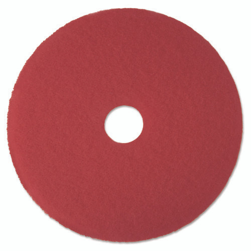 Low-Speed Buffer Floor Pads 5100, 12" Diameter, Red, 5/Carton