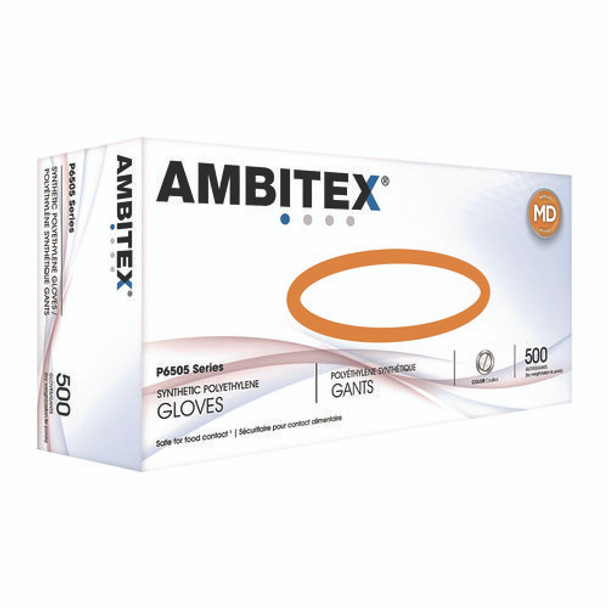 P6505 Series Polyethylene Gloves, 1.25 mil, Medium, Clear, 500/Box