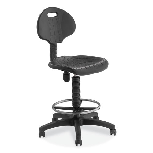 6700 Series Adjustable Height Polyurethane Task Stool, Supports Up to 300 lb, 22" to 32" Seat Height, Black