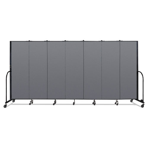 Portable Room Divider, 13 ft 1" x 0.75" x 6 ft, Vinyl/Fiberglass/Steel, Gray