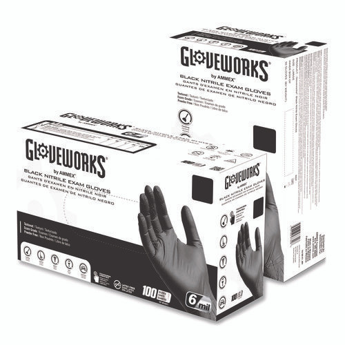 Nitrile Exam Gloves, Small, Black, 100/Box