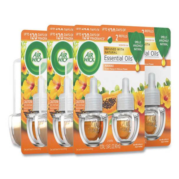 Scented Oil Twin Refill, Hawai'i Exotic Papaya/Hibiscus Flower, 0.67 oz, 2/Pack, 6 Packs/Carton