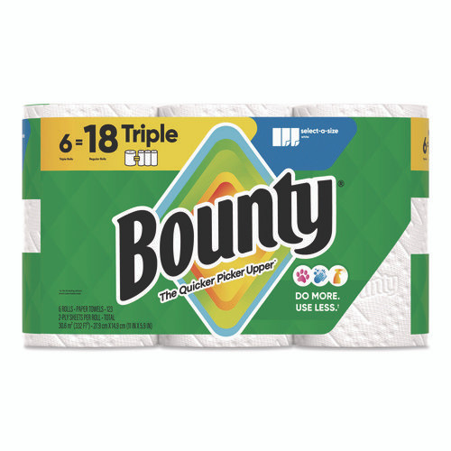 Select-a-Size Kitchen Roll Paper Towels, 2-Ply, 5.9 x 11, White, 123 Sheets/Triple Roll, 6 Rolls/Carton