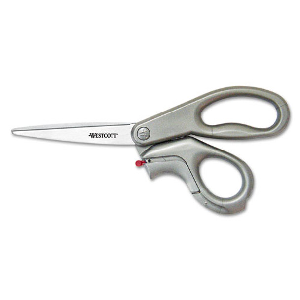E-Z Open Box Opener Stainless Steel Shears, 8" Long, 3.25" Cut Length, Offset Gray Handle