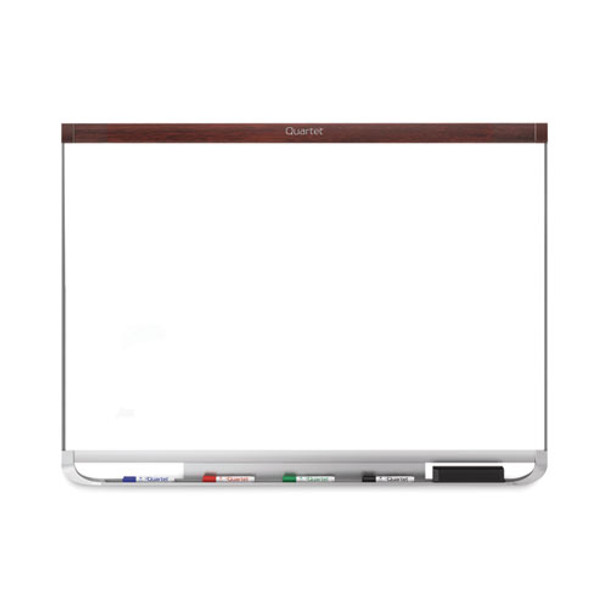 Prestige 2 DuraMax Magnetic Porcelain, 48" x 36", White Surface, Mahogany Finished Fiberboard/Plastic Frame