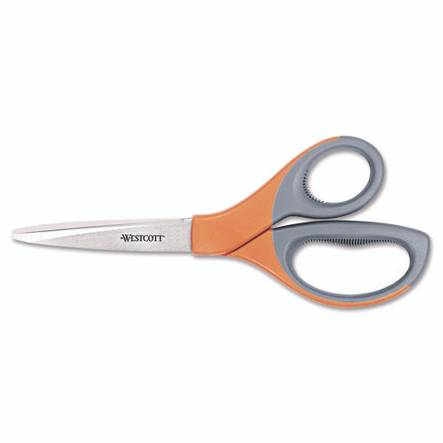 Elite Series Stainless Steel Shears, 8" Long, 3.5" Cut Length, Straight Orange Handle