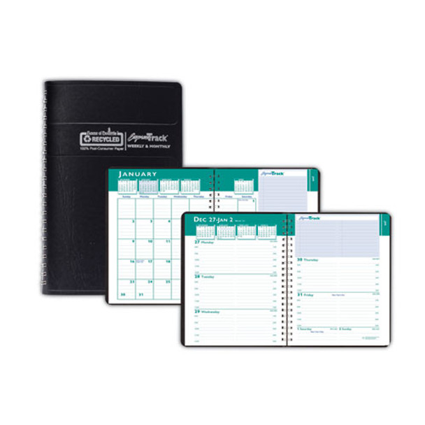 Express Track Recycled Weekly Appointment Book/Monthly Planner, 8 x 5, Black Cover, 13-Month: Jan 2025 to Jan 2026