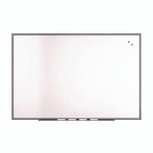 Magnetic Porcelain Dry Erase Board, 72" x 48", White Surface, Gray/Natural Aluminum Frame