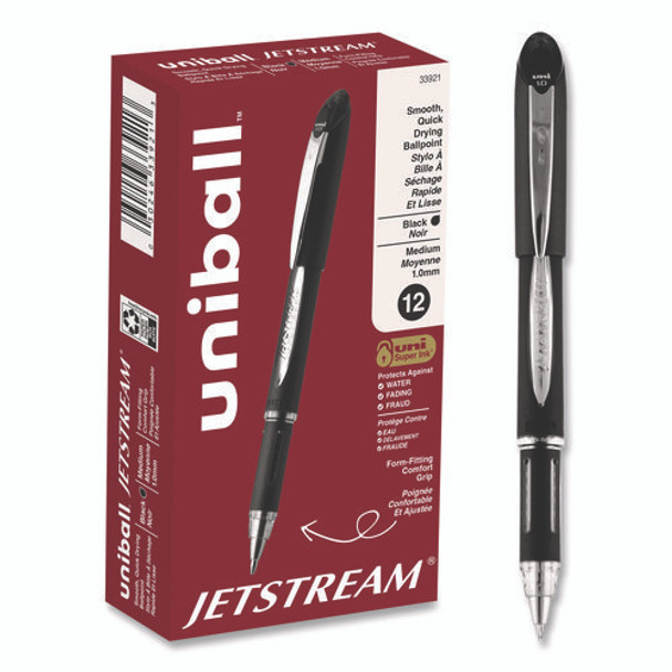 Jetstream Hybrid Gel Pen, Stick, Bold 1 mm, Black Ink, Black/Silver Barrel