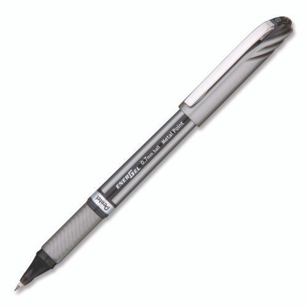 EnerGel NV Gel Pen, Stick, Medium 0.7 mm, Black Ink, Gray/Black Barrel