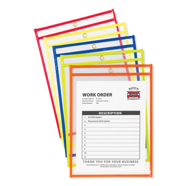 Stitched Shop Ticket Holders, Neon, Assorted 5 Colors, 75", 9 x 12, 10/Pack