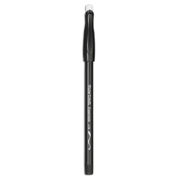 Eraser Mate Ballpoint Pen, Stick, Medium 1 mm, Black Ink, Black Barrel, Dozen Eraser Mate Ballpoint Pen, Stick, Medium 1 mm, Black Ink, Black Barrel, Dozen