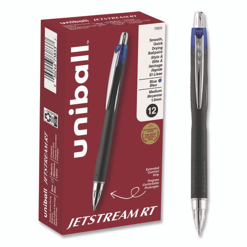 Jetstream Hybrid Gel Pen, Retractable, Bold 1 mm, Blue Ink, Black/Silver/Blue Barrel