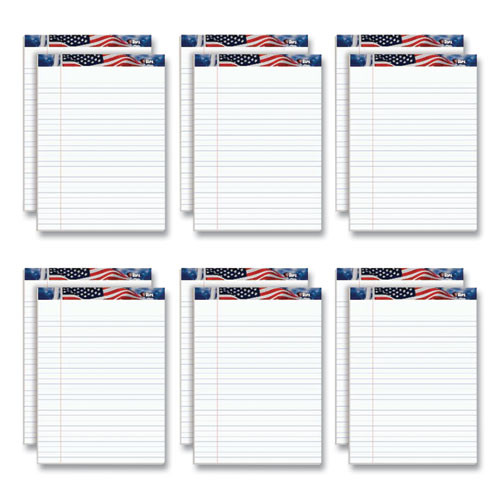American Pride Writing Pad, Wide/Legal Rule, Red/White/Blue Headband, 50 White 8.5 x 11.75 Sheets, 12 Pads/Pack