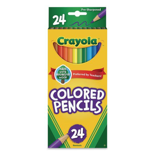 Long-Length Colored Pencil Set, 3.3 mm, 2B, Assorted Lead and Barrel Colors, 24/Pack