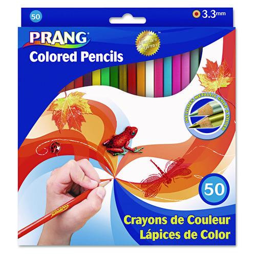 Colored Pencil Sets, 3.3 mm, 2B, Assorted Lead and Barrel Colors, 50/Pack