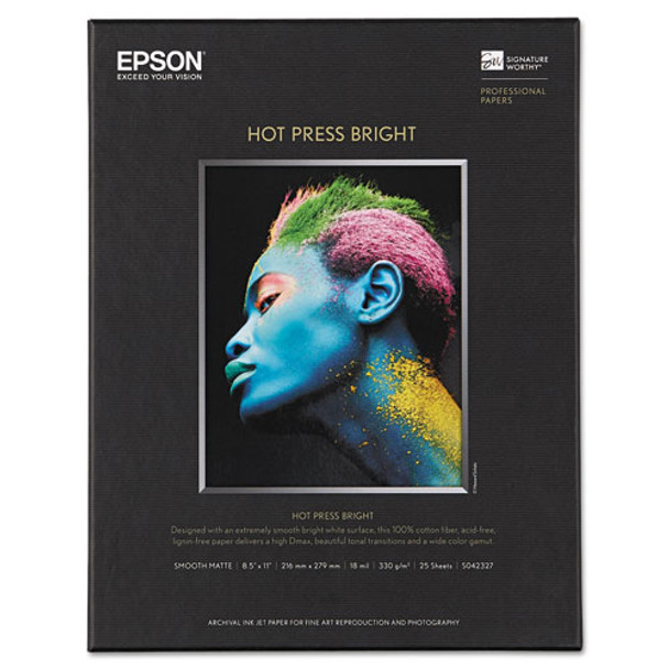 Hot Press Bright Fine Art Paper, 17 mil, 8.5 x 11, Smooth Matte White, 25/Pack