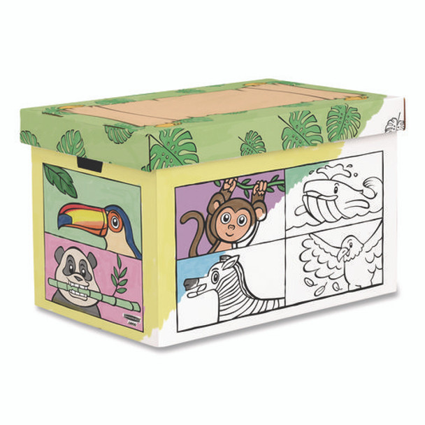 At Play Color in Toy Box, Animal Design, 1 Section, 5.25 Cu Ft, 28" x 18" x 18", White/Black