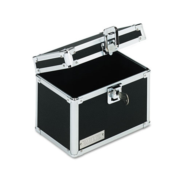 Vaultz Locking Index Card File with Flip Top, Holds 450 4 x 6 Cards, 7 x 5 x 5, Black