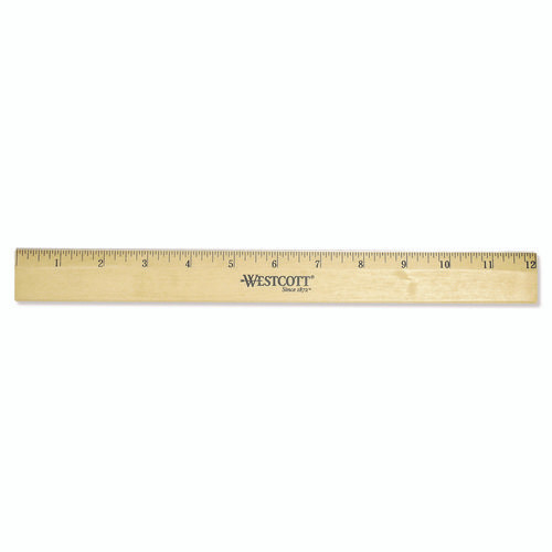 Wood Ruler with Single Metal Edge, Standard, 12" Long