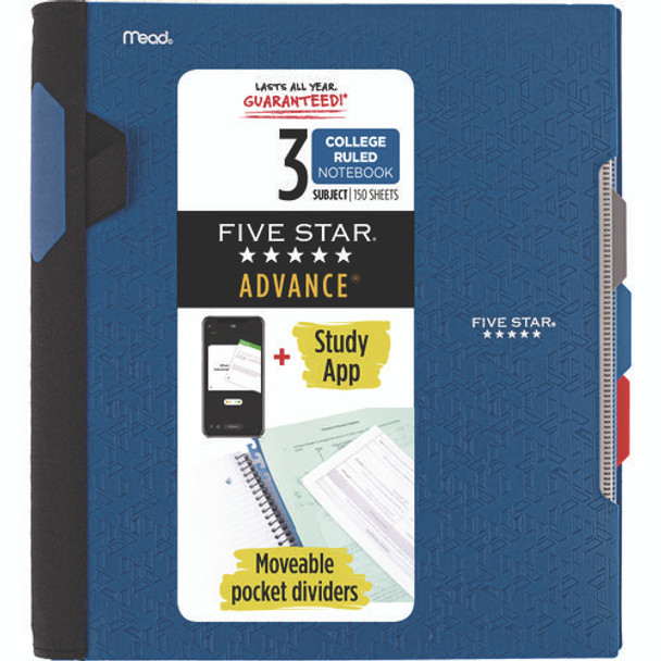 Advance Wirebound Notebook, 3-Subject, Medium/College Rule, Randomly Assorted Cover Color, (150) 11 x 8.5 Sheets