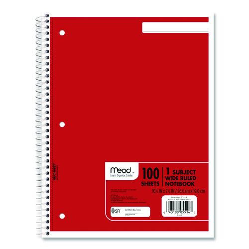 Spiral Notebook, 1-Subject, Wide/Legal Rule, Randomly Assorted Cover Color, (100) 10.5 x 7.5 Sheets