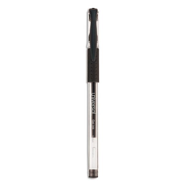 Comfort Grip Gel Pen, Stick, Medium 0.7 mm, Black Ink, Clear/Black Barrel, 60/Pack