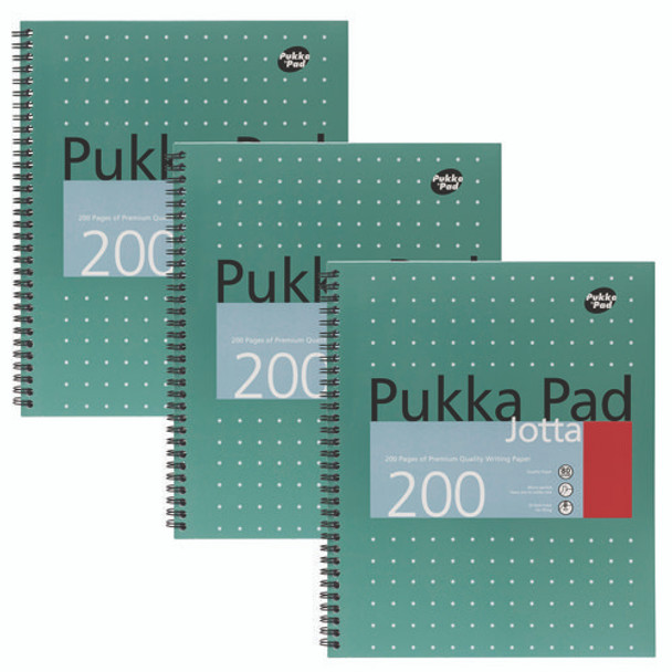 Letter Size Notebook, 1-Subject, Medium/College Rule, Metallic Green/White Cover, (100) 11 x 8.5 Sheets, 3/Pack